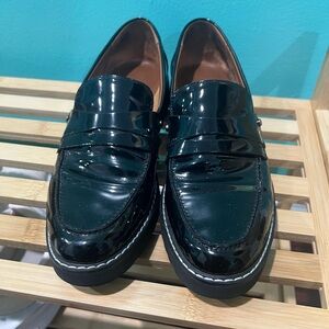 Franco Sarto Black Loafers with Glossy Finish
